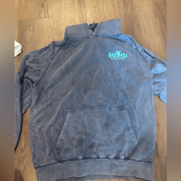 Greyish Blue Bad Ass Coffee Hooded Sweatshirt

(Size L) - Picture 2 of 5